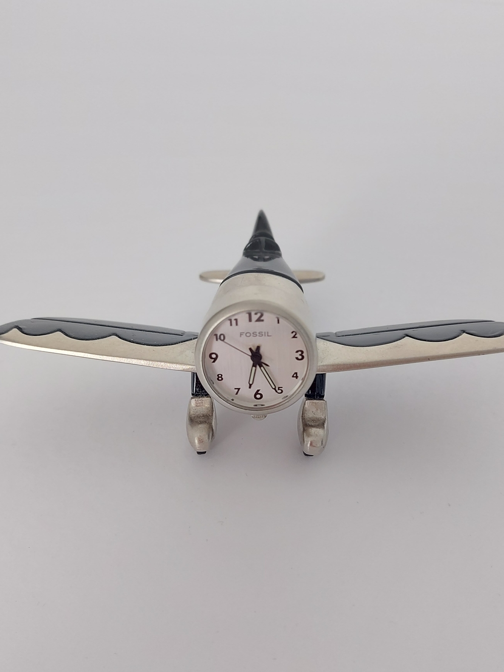 Fossil Collectible Mini Airplane Desk Clock Cockpit Aviation Decor Pilot Gift